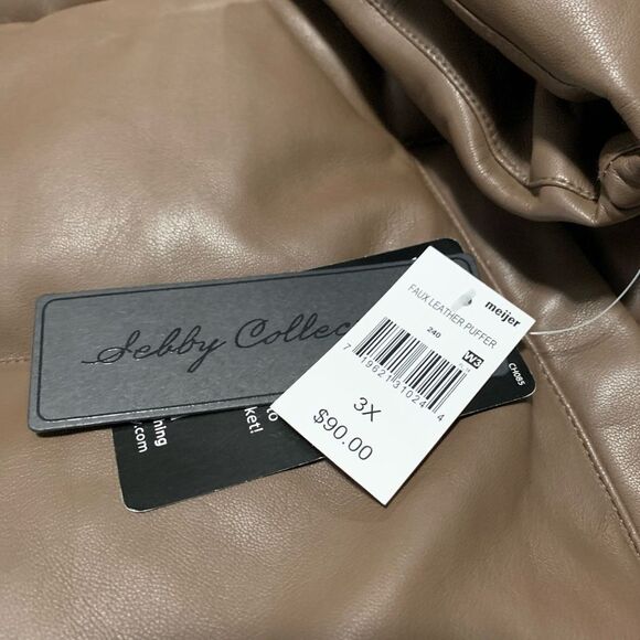 New Sebby Collection Brown Puffer Womens Full Zip Jacket Size 3X Plus - Picture 3 of 8